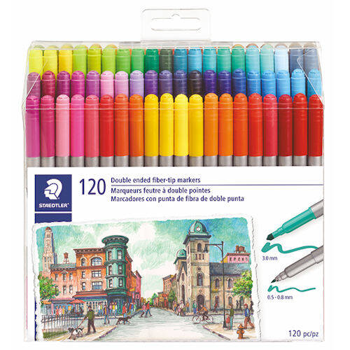 Staedtler Double Ended Fibre Markers Set of 120 Delta Art